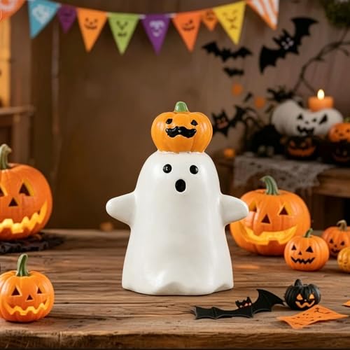 Halloween Ghost Figurine Pumpkin Spooky Resin Finger Statue Decor - color: Styl 14