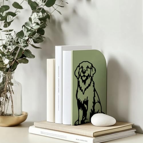 Peacoblue 5.3"x4.3"x7.8" Metal Bookends, Heavy Duty Book Ends for Shelves - style: Golden Retriever