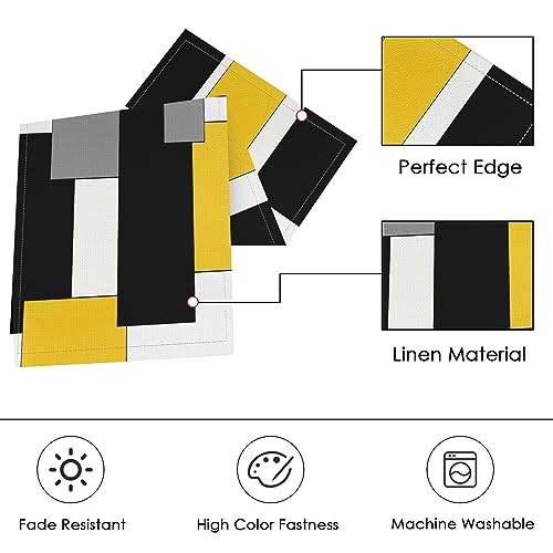 ArtSocket Table Runner and Placemats Set of 6, Abstract Geometric - color: Geometric Yellow