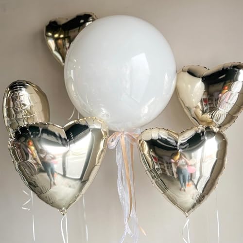 Champagne Gold Heart Foil Balloons,12Pcs 18Inch Heart Shaped Balloons - color: Light Gold