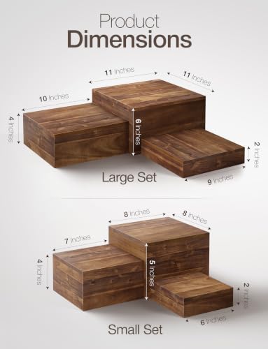 Tidita Buffet Risers And Stands, Food Risers for Buffet Table, Walnut Color - color: Walnut Color