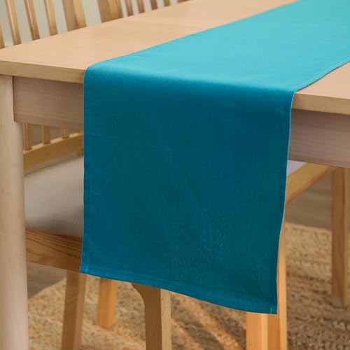 Encasa XO Table Runner, Cotton Canvas Dining Runner 13"x72" - color: Azul Blue, size: 13x72 in