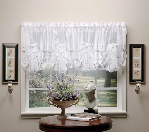 Today's Curtain,Vineyard 3-D Appliqué,Fan Insert, White, 30" W x 40" L - color: White, size: 30"W x 40"L (Pack of 1)