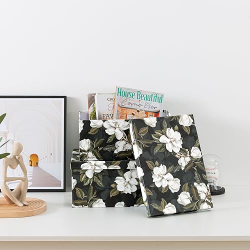 Soul & Lane - Midnight Gardenia Decorative Boxes with Lids, Set of 3, Black - color: Midnight Gardenia