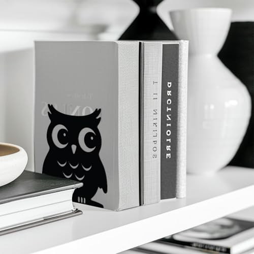 Peacoblue 5.3"x4.3"x5.9" Metal Bookends, Heavy Duty Book Ends for Shelves - color: Owl