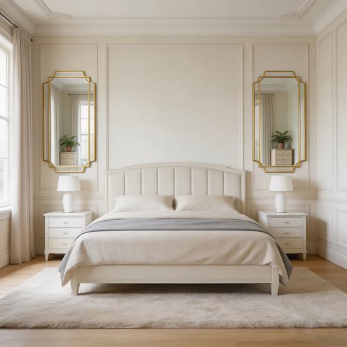 47"x24" Large Gold Rectangle Beveled Mirror with Geometric Frame - color: Gold, size: 47"L x 24"W