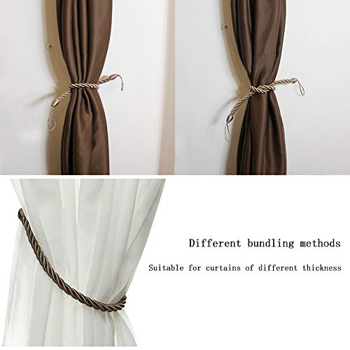 BEL AVENIR Curtain Tiebacks Ropes Tie-Backs,Handmade Holdbacks(Flaxen,4P) - color: Flaxen, size: 4pack