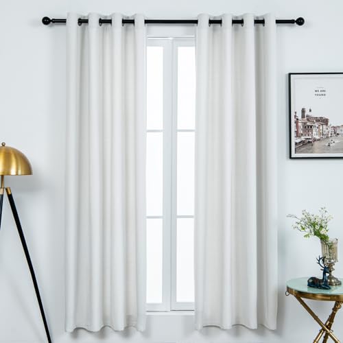 Linen Blended Rustic Curtains 72 inch Length 2 Panels for Living Room Pinch Pleat Textured Thick Light Filtering Privacy Window Drapes Grommet Top for Bedroom 6ft (52x72 White) - color: White, size: 52"W x 72"L (Pack of 2)
