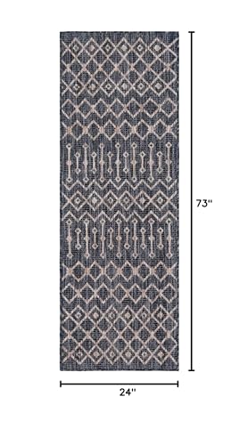 Unique Loom Outdoor Trellis Collection Area Rug - Tribal Trellis (2' x 6' 1" Runner, Charcoal Gray/ Natural) - color: Charcoal Gray/Natural, size: 2' x 6'1" (Runner)