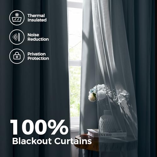 100% Blackout Curtains for Bedroom, Double Layer Blue 72" L - color: Celestial Blue, size: 52"W x 72"L (Pack of 2)