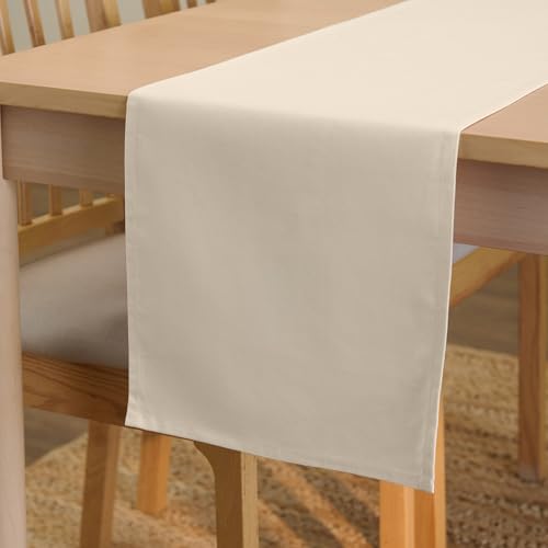 Encasa XO Table Runner, Cotton Canvas Dining Runner 13"x72" - color: Natural, size: 13x72 in