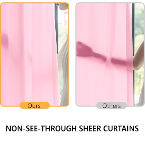 Non-See-Through Pink Privacy Sheer Curtains 84 Inch Long 2 Panels - color: Pink, size: 52"W x 84"L (Pack of 2)