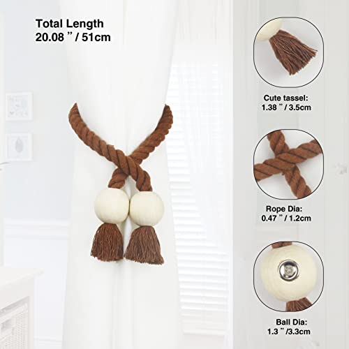 Magnetic Curtain Tiebacks Decorative Tie Back Drapes Holdbacks Nieffeiy - color: Khaki