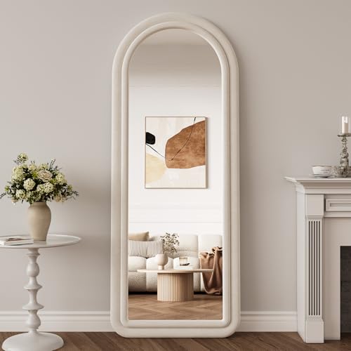 Arched Full Length Mirror 63"x24", Flannel Floor Mirror - color: Arch-white, size: 63"L x 24"W