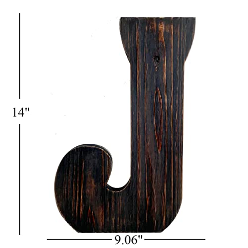 Big Letter Wall Art for Living Room, Bathroom, Bedroom, and Home Decor, Rustic Farmhouse Lettering for Family Last Names, Large Decorative Wood, 14” x 10” (Big J) - color: Big J