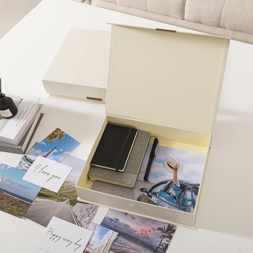 Soul & Lane - Letter Keepsake Storage Box, Magnetic Lid, Set of 2, Beige - color: Beige