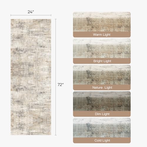 2X6 Area Rug for Hallways, Gold Abstract Washable Non-Slip Runner Rugs - color: Grey/Gold, size: 2' x 6' (Rectangular)