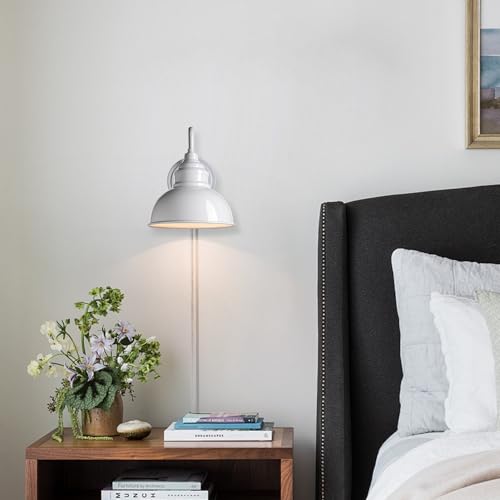 Mini Gooseneck Wall Sconce, 2-Way Mount with Switch, Bright White - color: White