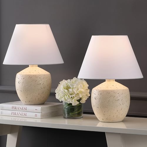 JONATHAN Y Myron 18" Concrete Effect Table Lamp, Cream, Set of 2 - color: Cream