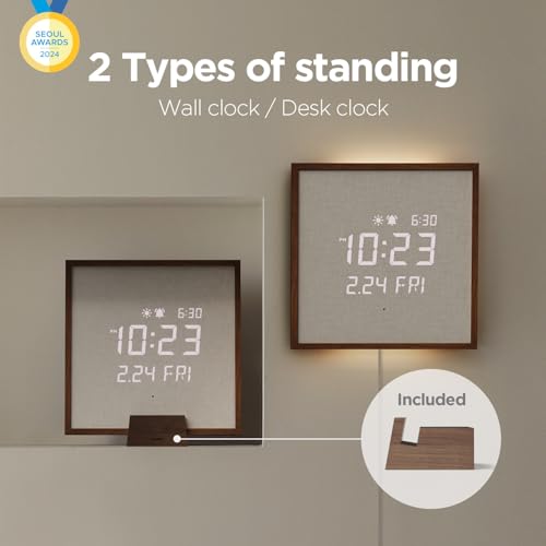 mooas Wooden Frame LED Silent Wall Clock (Wooden Frame Dark Brown) - color: Wooden Frame Dark Brown
