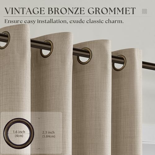 Taupe Neutral Linen Privacy Curtains 84 Inches Long for Living Room - color: Burlywood Birch, size: 52"W x 84"L (Pack of 2)