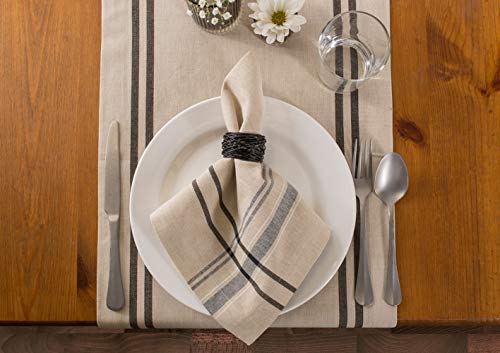 DII French Stripe Dining Table Collection Farmhouse Style Table Runner, 14x108 Inches, Taupe/Black - color: Taupe/Black, size: 14x108 Inches (Pack of 1)