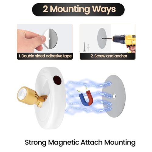 Rechargeable Spotlight, Battery Operated Picture Lights with Remote - color: chargeable White+G