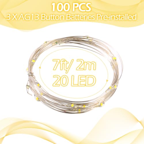 Hortsun 100 Pack Battery Operated Fairy Lights 7 ft 20 LED, Warm White - color: Warm White