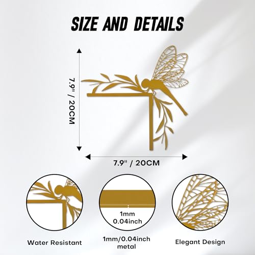 Rajukit Gold Dragonfly Wall Art, Door Frame Decor - color: Golden