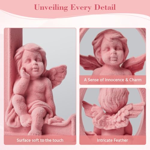 4 Sets Cupid Statue with Soft Velvet Finish Wedding Gift, Pink - color: Cupid-pink