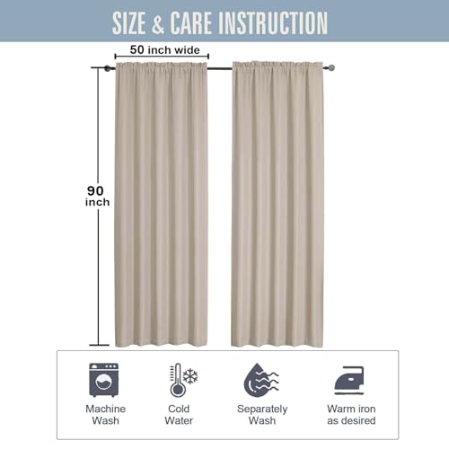 Linen Curtains for Bedroom Living Room 90 Inches Long 2 Panels Set, Light Filtering Faux Linen Textured Soft Airy Solid Rod Pocket Curtains Drapes, Linen, 2 Pcs Each 50Wx90L Inch - color: Linen, size: 50"W x 90"L (Pack of 2)