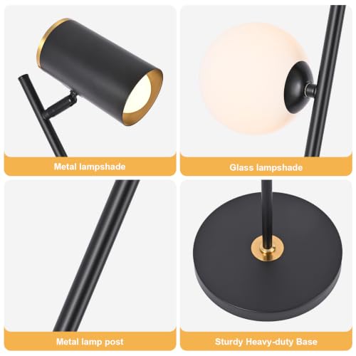 Modern Reading Floor Lamp with 3-Color Dimmable LED, 63" Tall - color: Black