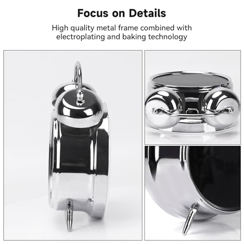 Digital Small Alarm Clock, 4.5 Inch Double Bell Electronic LED Alarm Clock - color: Silvery