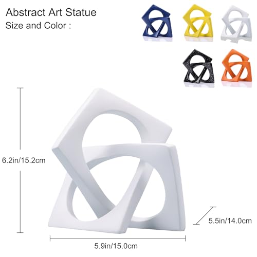 Modern Geometric Sculpture White Knot Statue Decor, Home Bookcase Centerpiece Jax Decorative, Tabletop Sculpture and Figurines, for Home Decor Accent Cube Ornaments - color: White