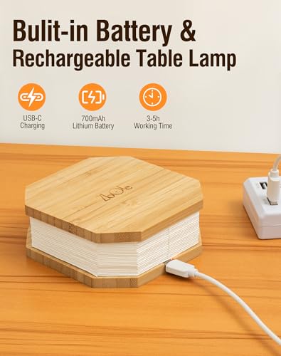 Originality Folding Accordion Lamp, Japanese Gift, LED Paper Lantern - color: Bamboo