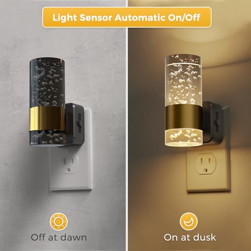 L LOHAS LED Night Lights Plug into Wall, 3000K Acrylic Night Light,2 Pack - color: Gold Ring-3000K Gradient, size: 2 Pack