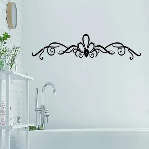 ELENWYNN Large Metal Scroll Wall Decor Art, Long Iron Vine Decoration, Modern Minimalist Line Hanging Sculpture Sign, for Above Door Living Room Office Indoor Outdoor Home Ornaments-Black 29x6.3in - color: Striped Scroll - Black