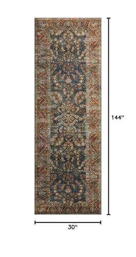 Loloi Chris Loves Julia Jules Ocean/Spice 2'-6" x 12'-0" Runner Rug - color: Ocean / Spice, size: 2'6" x 12' (Rectangular)