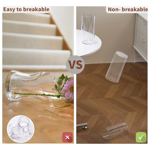 Clear Flower Vase, Non-breakable Vases, 5" W x 10" H, Acrylic Vase, Aesthetic Room Decor Cylindrical Modern Flower Vases for Table Centerpiece, Home Decor, Women Floral Arrangement Gift - color: Clear, size: 5" W x 10" H