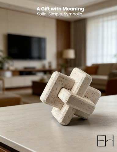 Knot Decor 3 Link 4.7 Inch, Resin Travertine Stone Decor