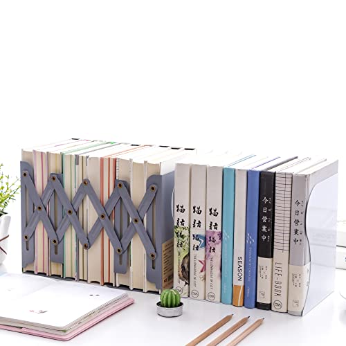 Adjustable Bookends Metal Book Ends for Heavy Book Holder Heavy Duty Bookends Nonskid Bookcase Desktop Book Organizer Binder Holder - color: Simple Grey