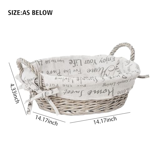 Wicker Bread Basket With Handle, Grey Wicker Storage Basket