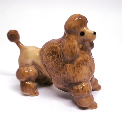 Handmade Ceramic Brown Poodle Figurine, Shelf Decor