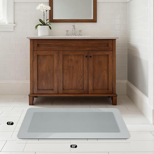 ArtyCozy Super Absorbent Stain Resistant Soft Bath Mat, Grey, 17'' × 35'' - color: Grey, size: 17"×35"