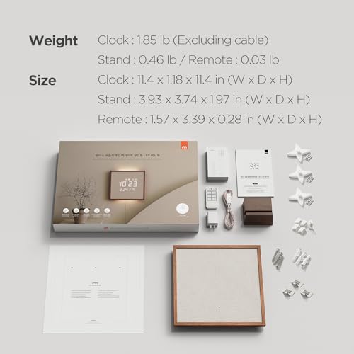 mooas Wooden Frame LED Silent Wall Clock (Wooden Frame Dark Brown) - color: Wooden Frame Dark Brown