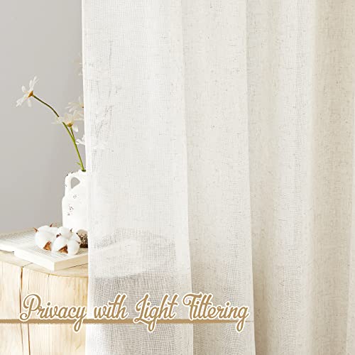 NICETOWN Flax Linen Curtains 84 Inch Long, Burlap, W52xL84, 2 Panels - color: Linen, size: 52"W x 84"L (Pack of 2)