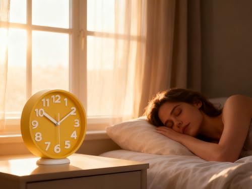 45MinST 8-Inch Yellow Modern Wall Clock – Silent Non-Ticking, 3D Large Numbers, Accurate Timekeeping | Decorative Wall & Desk Clock with Stand for Living Room, Bedroom, Kitchen, or Office - color: 7''yellow