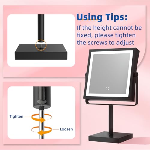 Ruacq Makeup Mirror with Lights 1X/7X Height Adjustable Matte Black - color: Matte Black - 7x