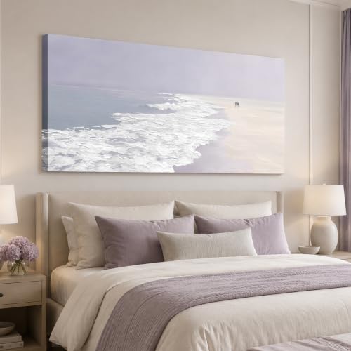 Enartly Ocean Seaside Wave Beach Canvas Wall Art for Living Room 40"x20" - color: White Beach, size: 40"L x 20"W