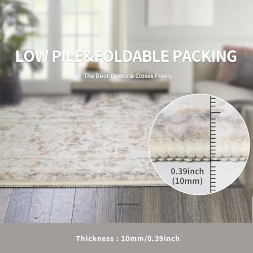 Washable 4×6 Area Rug for Living Room Beige - color: Beige, size: 4' x 6'